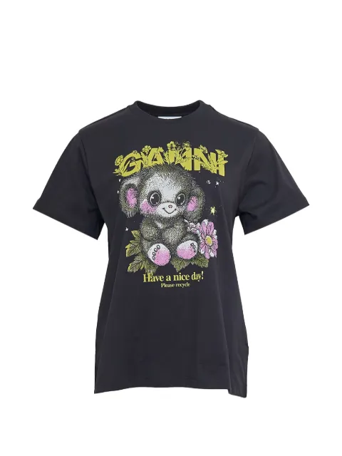 GANNI graphic-print T-shirt Grey A10502
