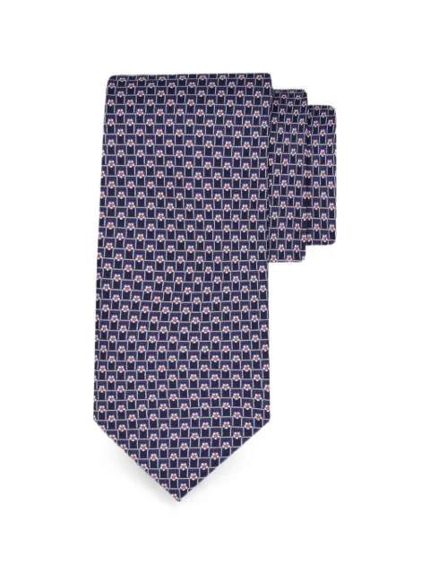 Ferragamo Tournament patterned tie Blue 351469