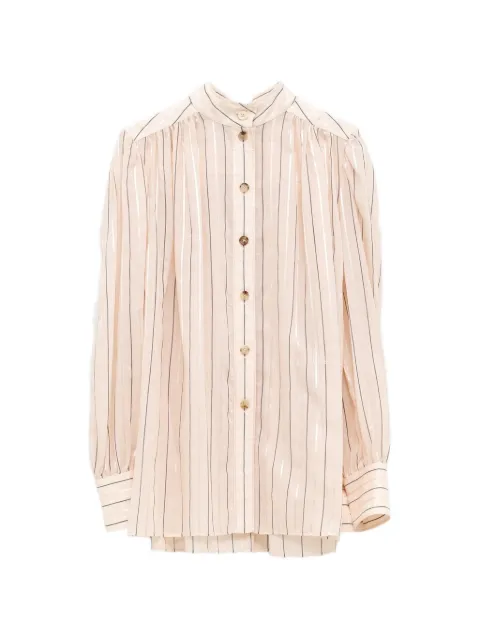 Chloé gathered blouse in cotton & silk poplin Pink CH26AHT18306
