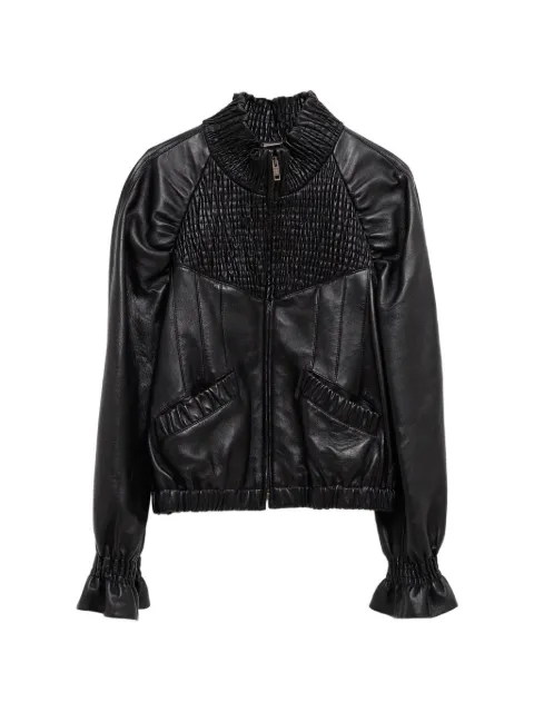 Chloé smocked leather jacket Black CH26ACV01200