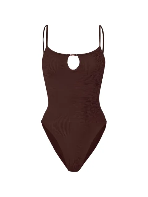Hunza G Mia crinkle-effect swimsuit Brown MIA