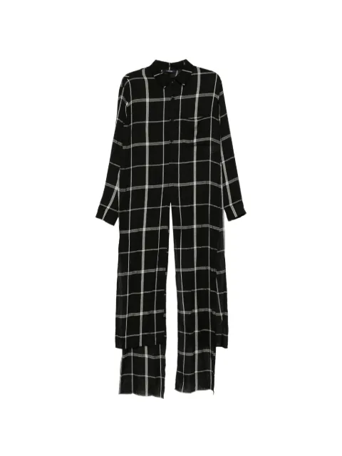 Limi Feu check-pattern front-slit shirt Black LKB06017
