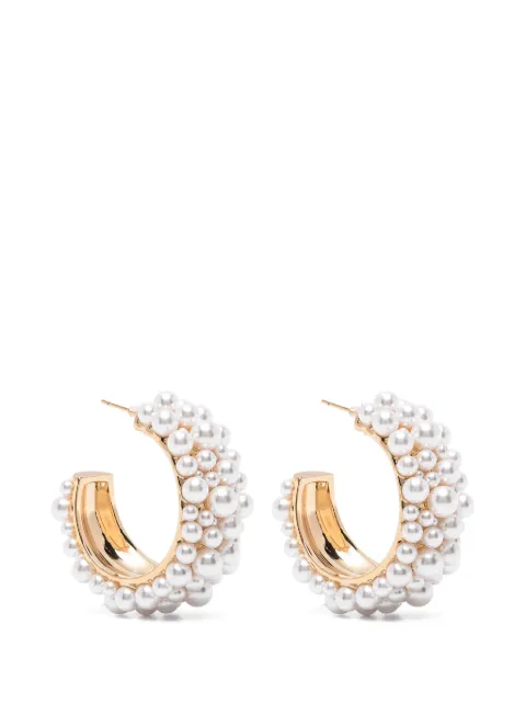 Self-Portrait pearl-embellished hoop earrings Gold PF26610EGD