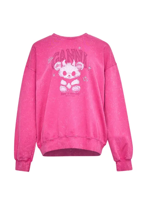 GANNI Isoli teddy-print sweatshirt Pink A10600610009Z