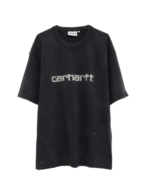 Carhartt WIP logo-print paint-splatter T-shirt Black I036853