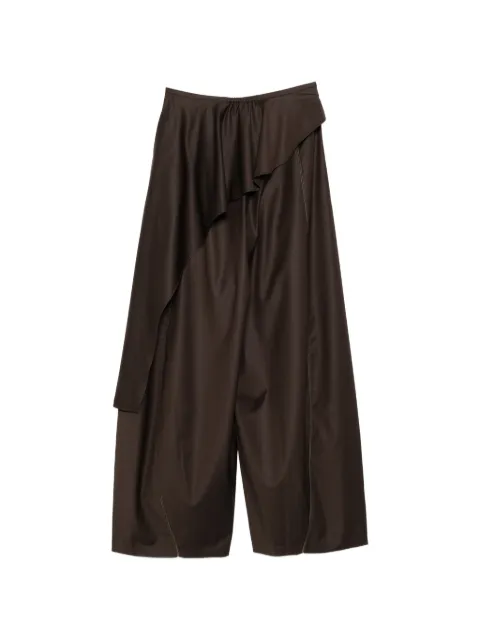YANGKEHAN ruffled panelled trousers Brown YKH26SPNT504P