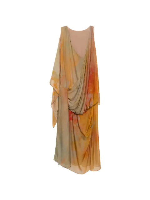 YANGKEHAN floral-print draped dress Orange YKH26SDRS516F