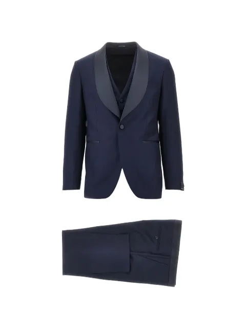 Tagliatore Super 110's shawl-lapel three-piece wool suit Blue EFNJ18A01070001I5714