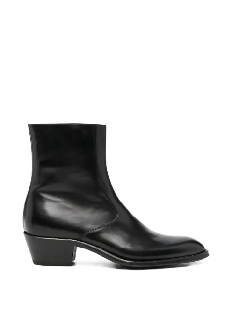 ERALDO side-zip leather ankle boots Black GERM