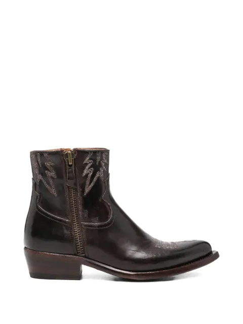 ERALDO embroidered leather ankle boots Brown SOFIS