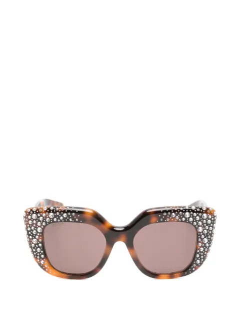Gucci Eyewear crystal-embellished square-frame sunglasses Brown GG2030S