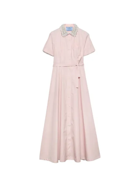 Prada embroidered poplin shirt dress Pink P3S77RSOOO1XV2