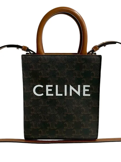 Celine Pre-Owned 2021 Mini Triomphe Coated Canvas Vertical Cabas satchel Brown X51T28MZC8K1UCLP