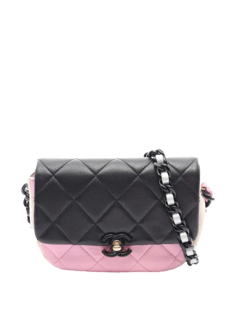 CHANEL Pre-Owned 2021-2026 Mini Multicolor Quilted Lambskin Lacquered Chain Flap crossbody bag Black 2H0HQPIKI5VUZ40H