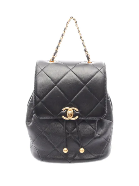 CHANEL Pre-Owned 2021-2026 CC Quilted Lambskin backpack Black 67GBJ2TZJL9KUNO9