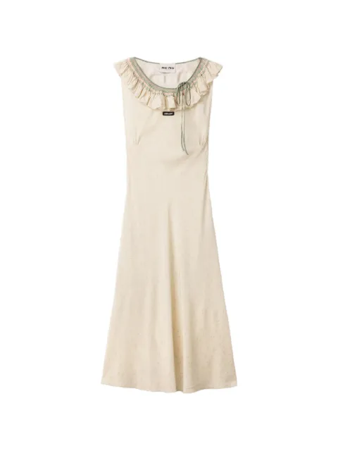 Miu Miu embroidered marocain crepe dress Neutrals MF6433SOOO19UV