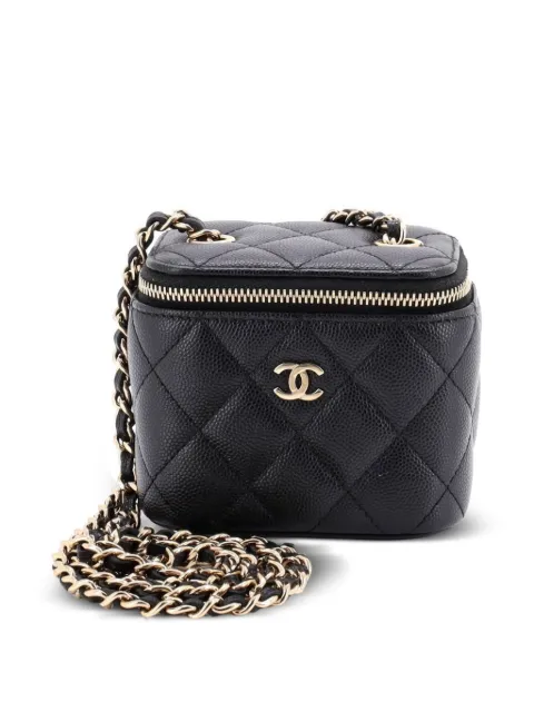 CHANEL Pre-Owned Classic Vanity Case with Chain Quilted Caviar Mini pouch Black YJF58KUNN3NA2MVC