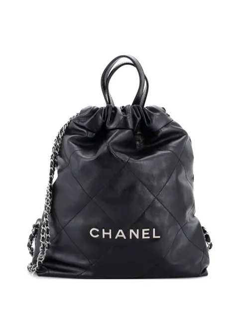 CHANEL Pre-Owned 22 Chain Quilted Calfskin Medium backpack Black UXROEREIKWGVUZ91