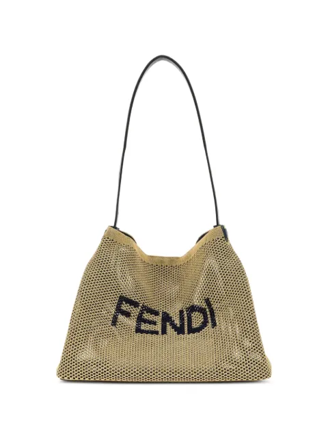 FENDI large logo-embroidered shoulder bag Neutrals 7VA670AYS1