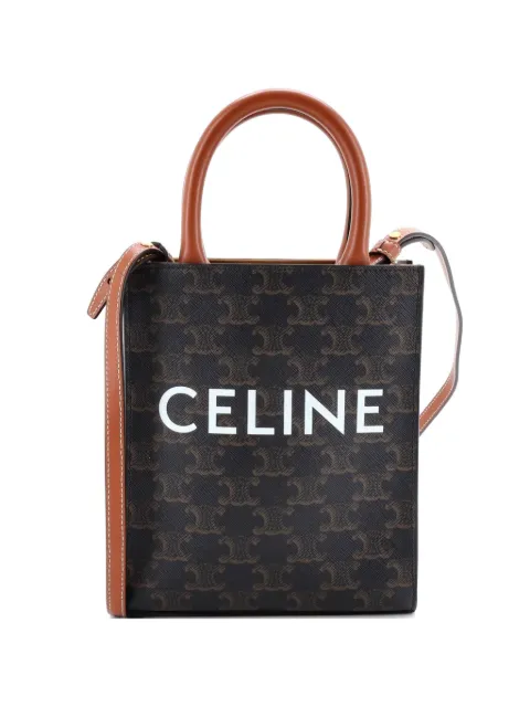 Celine Pre-Owned Vertical Cabas Tote Triomphe Coated Canvas Mini satchel Brown 972FLV5G1N9WBUYB