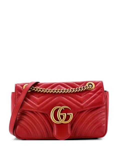 Gucci Pre-Owned GG Marmont Flap Bag Matelasse Leather Medium shoulder bag Red 1LBCMRCWH6UG0T7O