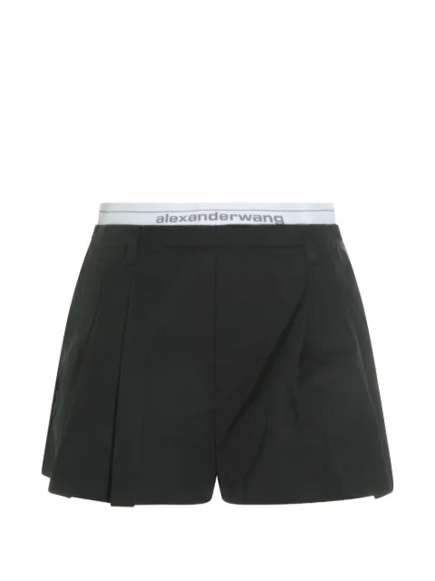 Alexander Wang logo-waistband pleated shorts Black 1WC3264042