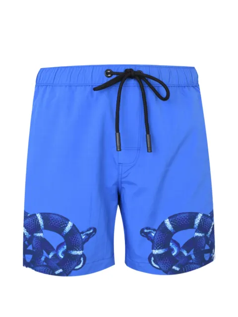 COUNTY OF MILAN snake-print drawstring shorts Blue COMAS260652
