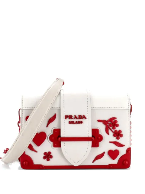 Prada Pre-Owned Cahier Embellished Leather Small crossbody bag White KB008PI12AYYCAE8