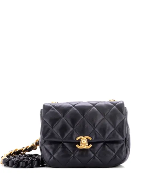 CHANEL Pre-Owned Lacquered Metal CC Flap Bag Quilted Lambskin Mini crossbody bag Black EK22R3K8R2H5L26S