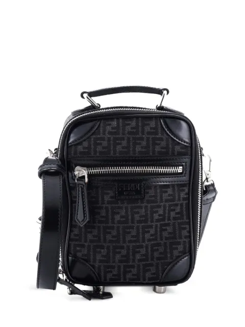 Fendi Pre-Owned Trolley Recycled Fabric Jacquard Mini crossbody bag Black YMBDIU17Z7CSJCVO