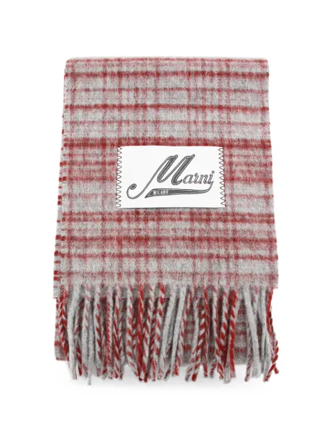 Marni red checked wool-mohair scarf Red SCZC0089Y0UAW063