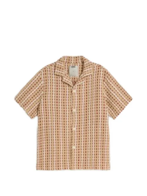 OAS Company Lano Cuba check-pattern seersucker shirt Neutrals 1010011005