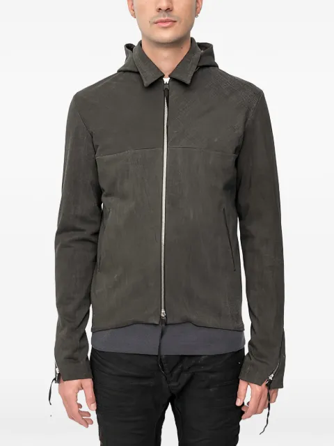 Ma+ detachable-hooded jacket Grey 4POCKETSDETACHABLEHOODBIKERJACKET