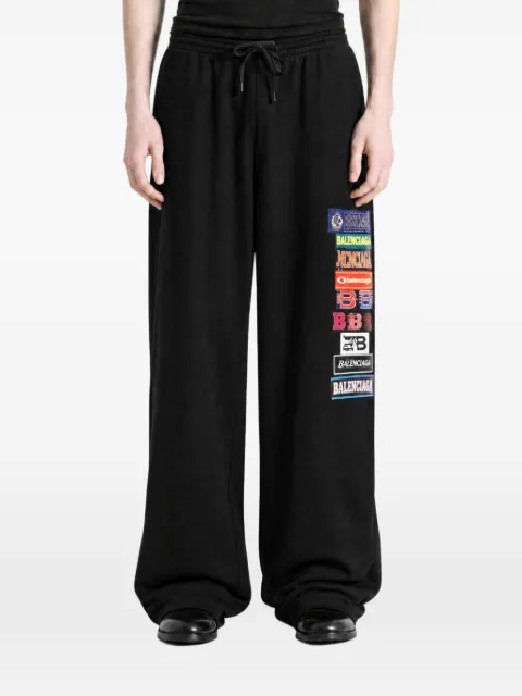 Balenciaga logo-patch drawstring track pants Black 871496TUVS8