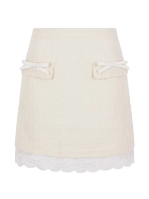 Self-Portrait bouclé lace-trim mini skirt Neutrals PF26002SKC