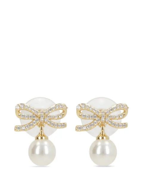 Self-Portrait bow faux-pearl earrings Gold PF26600EGD