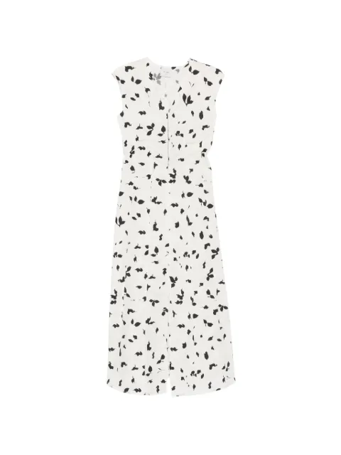 Alysi leaf-print ruched-detail dress White 116316P6012