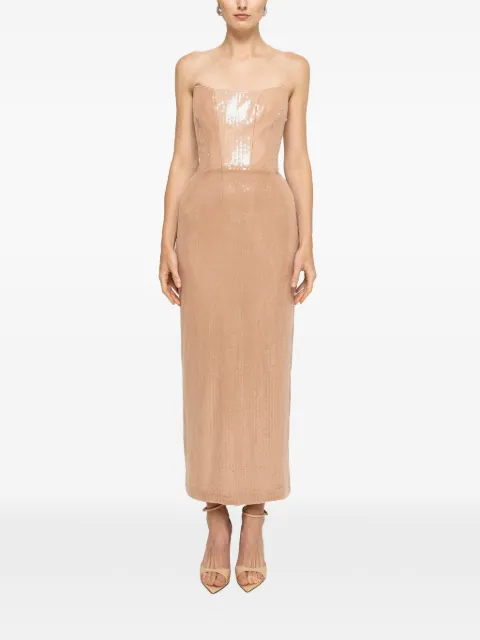 NISSA sequin-embellished strapless midi dress Neutrals RS16534NUDE