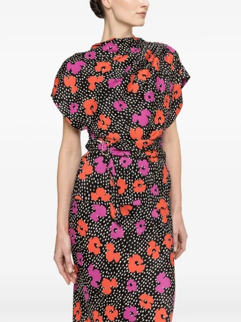 NISSA floral-print belted shirt Black TOP16763PRINT