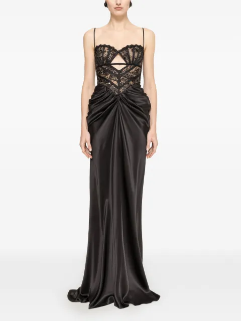NISSA lace-panel sequin-embellished maxi dress Black RRS16675BLACK