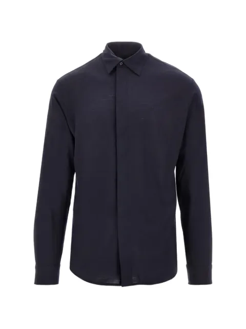 Emporio Armani concealed-fastening wool shirt Blue EM004754AF22405