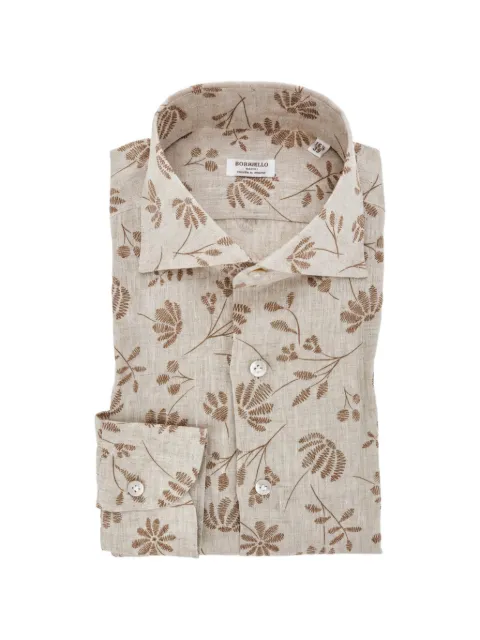 BORRIELLO NAPOLI floral-print long-sleeve shirt Neutrals 22026