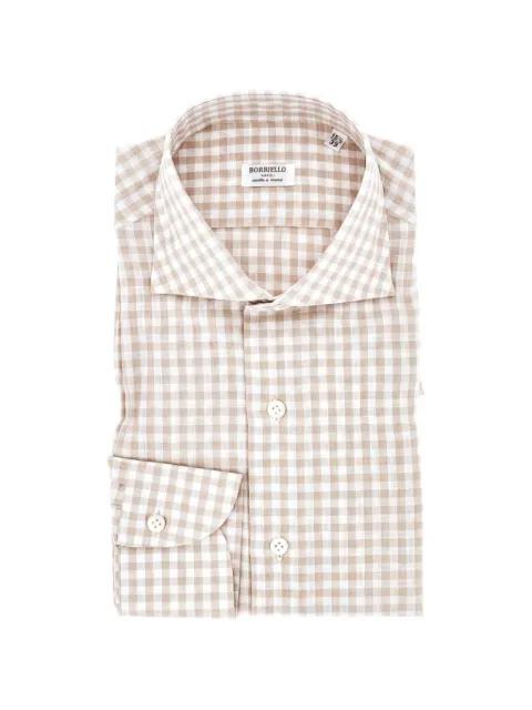 BORRIELLO NAPOLI gingham-pattern long-sleeve shirt Neutrals 22018