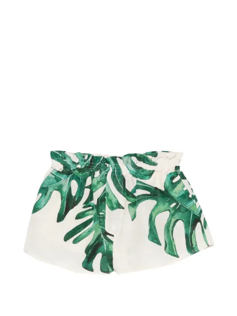 Raquel Diniz leaf-print elasticated shorts White 9003005NSL000200101