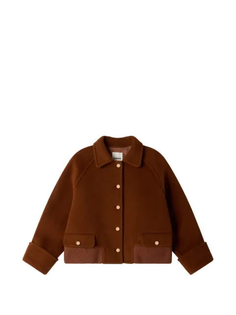 SANDRO button-up wool-blend jacket Brown SFPOU00873