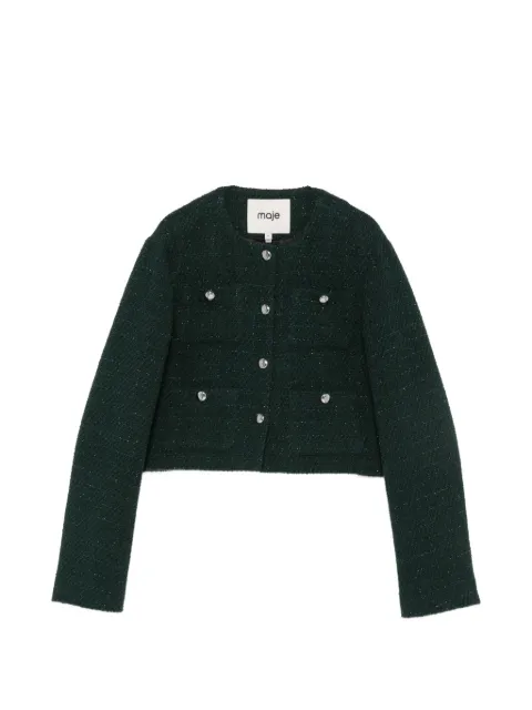 Maje checked cropped tweed jacket Green MFPVE00851