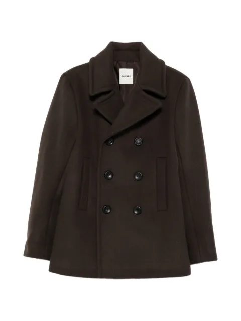 SANDRO double-breasted welt-pocket coat Brown SHPMA00459