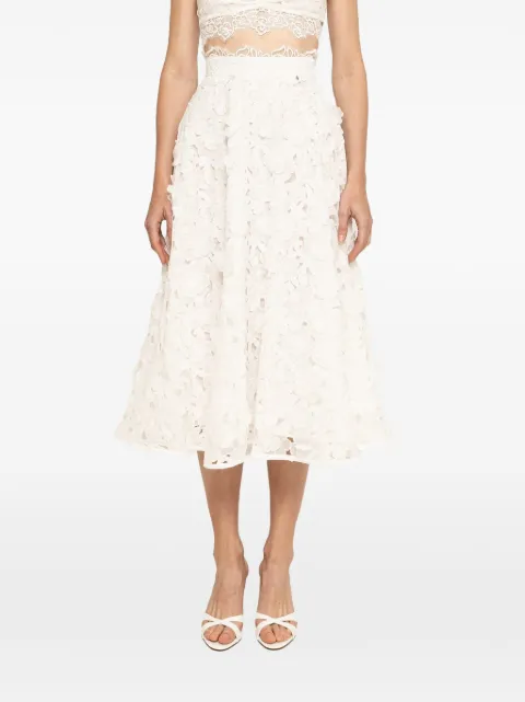 NISSA 3D embroidery cotton midi skirt White F16599WHITE