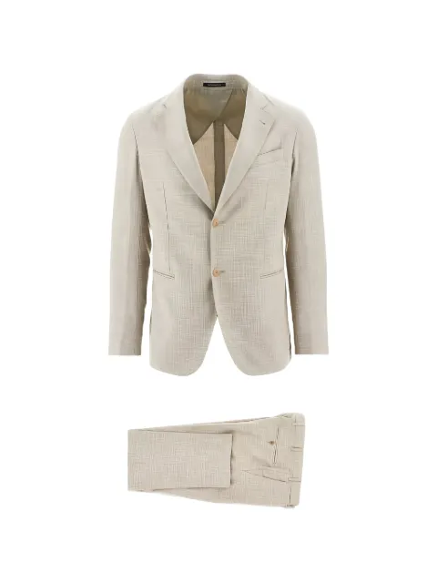 Emporio Armani single-breasted slub-texture suit Neutrals EM005786TE20457O1001