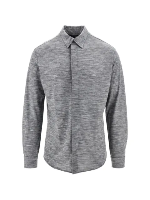 Emporio Armani logo-embroidered mélange-effect shirt Grey EM004754AF22405